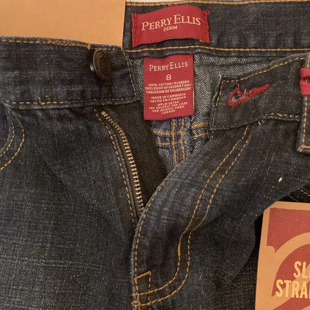 NWT Boys Perry Ellis Dark Blue Denim Jeans Slim Straight Sz8 Regular